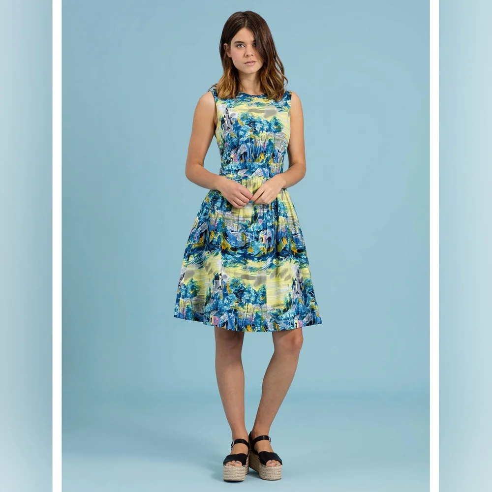 ModCloth/Emily and Fin Tuscan Landscape “Lucy” Dress Size L - Picture 2 of 14